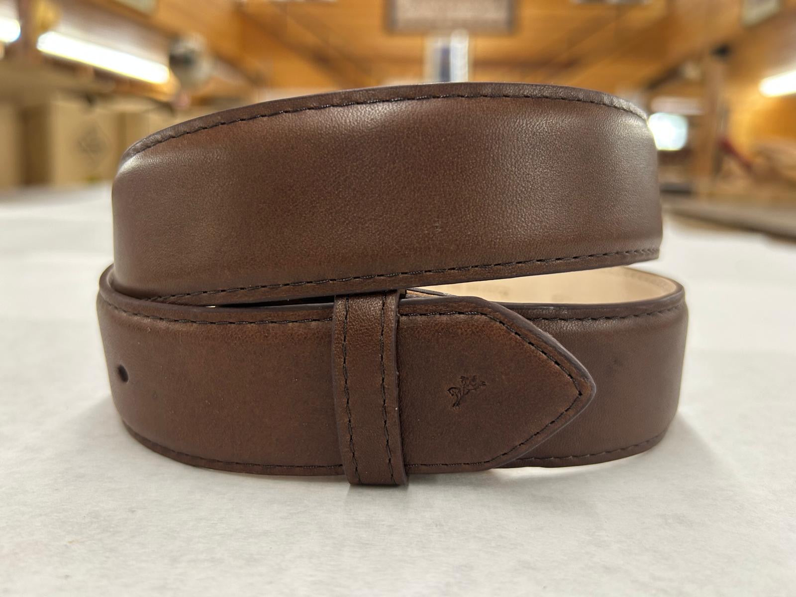 Men's Leather Belt | Natural Grain Calfskin Leather | Nicotine