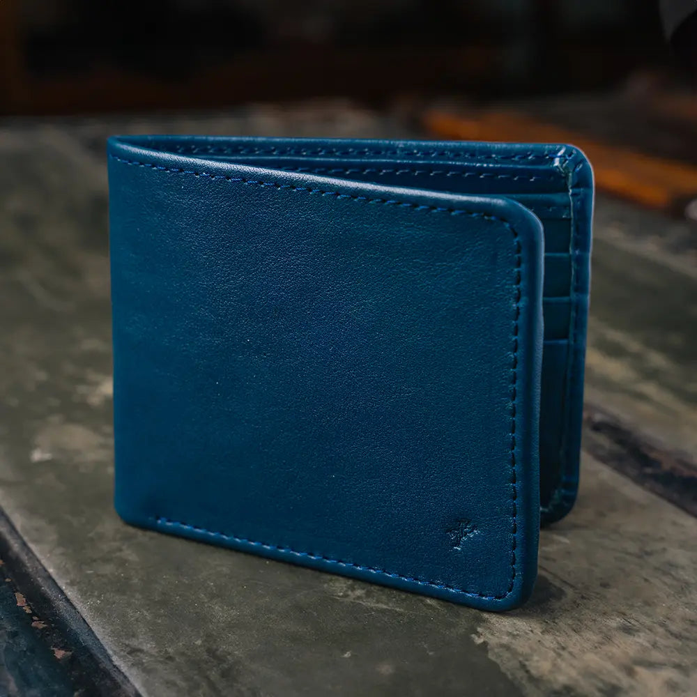 Billfold Wallet | Natural Grain Calfskin Leather | Blue