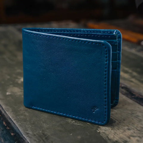 Billfold Wallet | Natural Grain Calfskin Leather | Blue