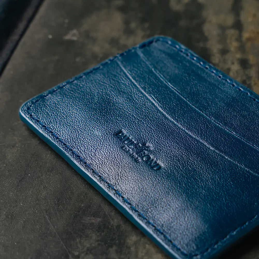 Card Case | Natural Grain Calfskin Leather | Blue