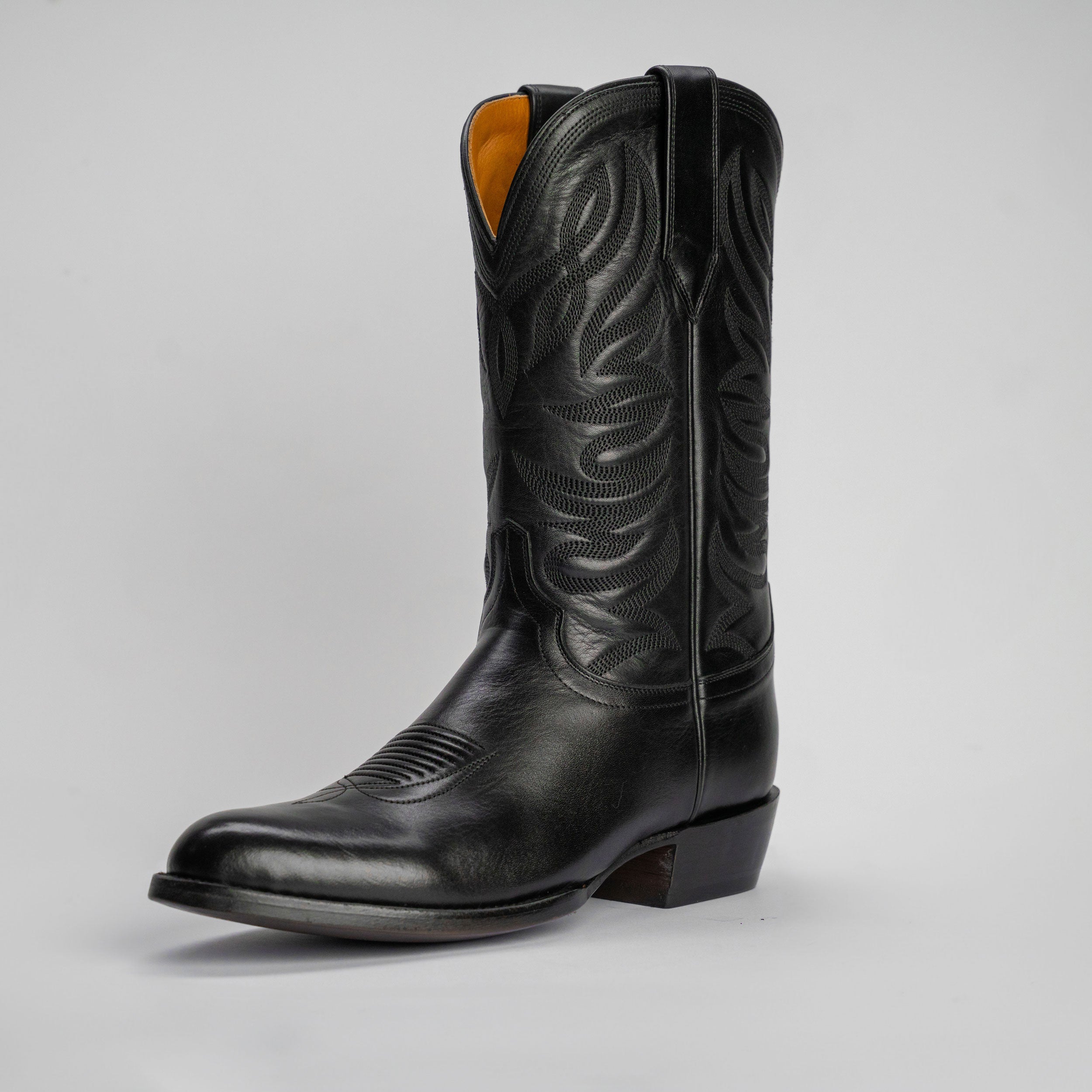 The Sterling | Men's Cowboy Boot | Natural Grain Calfskin Leather | Obsidian