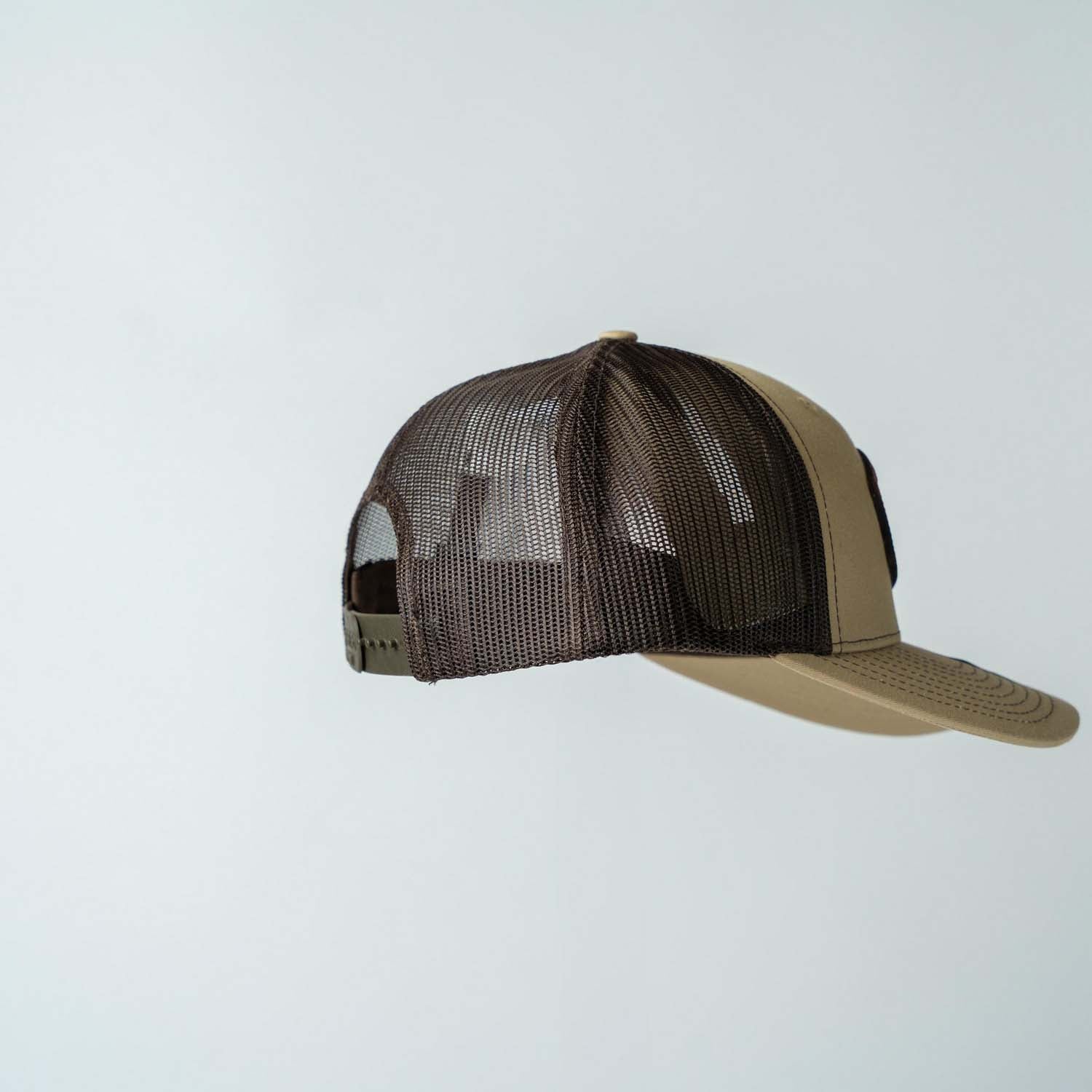 Trucker Hat | Khaki & Coffee | Rectangular Full Logo Patch