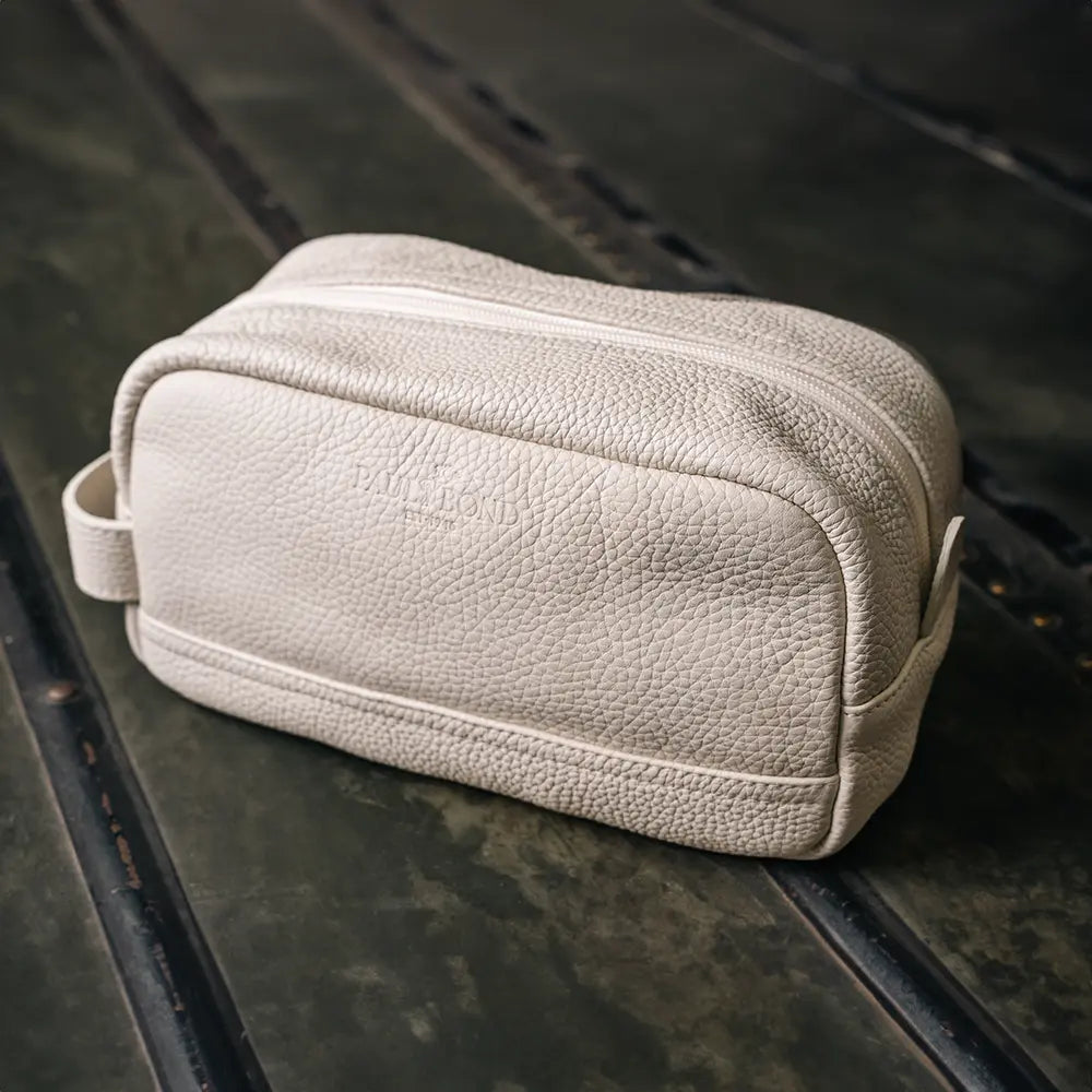 Makeup Bag | Calfskin Full Grain Leather | Bone