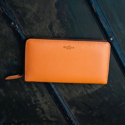 Women's Wallet | Natural Grain Calfskin Leather | Tangerine