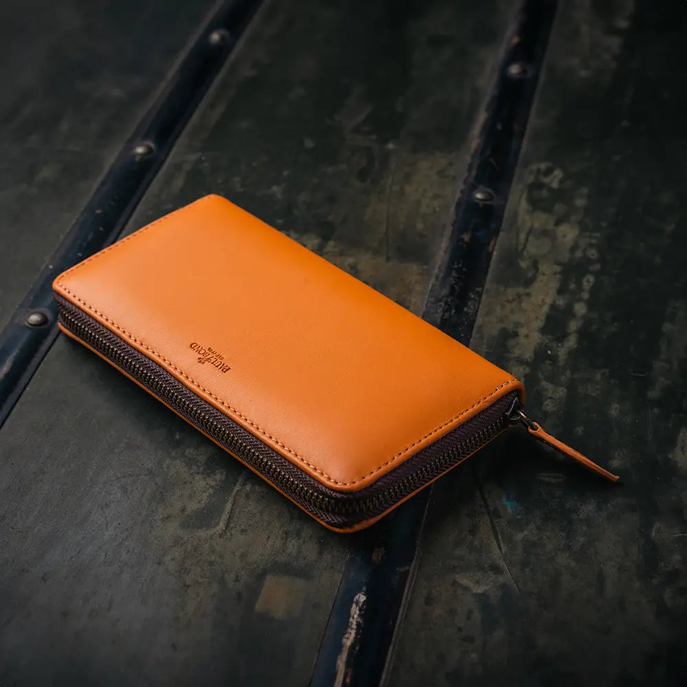 Women's Wallet | Natural Grain Calfskin Leather | Tangerine